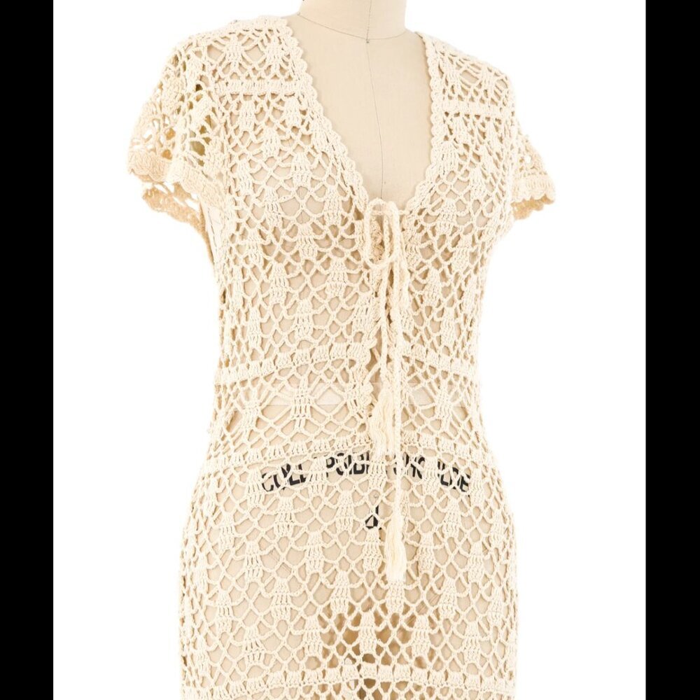 Vintage cream Crochet MAXI Dress ARCADE VINTAGE $148 - Picture 1 of 6